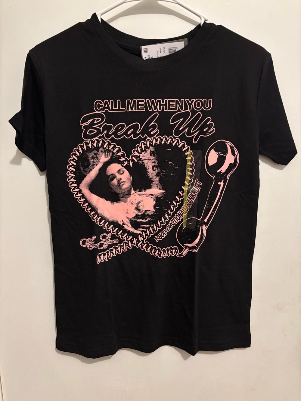 Selena Gomez Black Tee with Pink Graphic